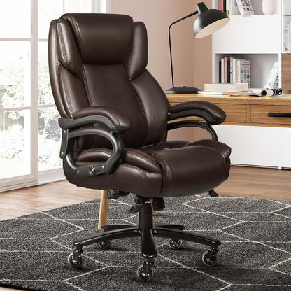 Chaise de bureau executive Bossin pour personnes de grande taille et fortes corpulent, support lombaire réglable, 500 lbs, chaise ergonomique à dossier haut en cuir PU pour ordinateur.