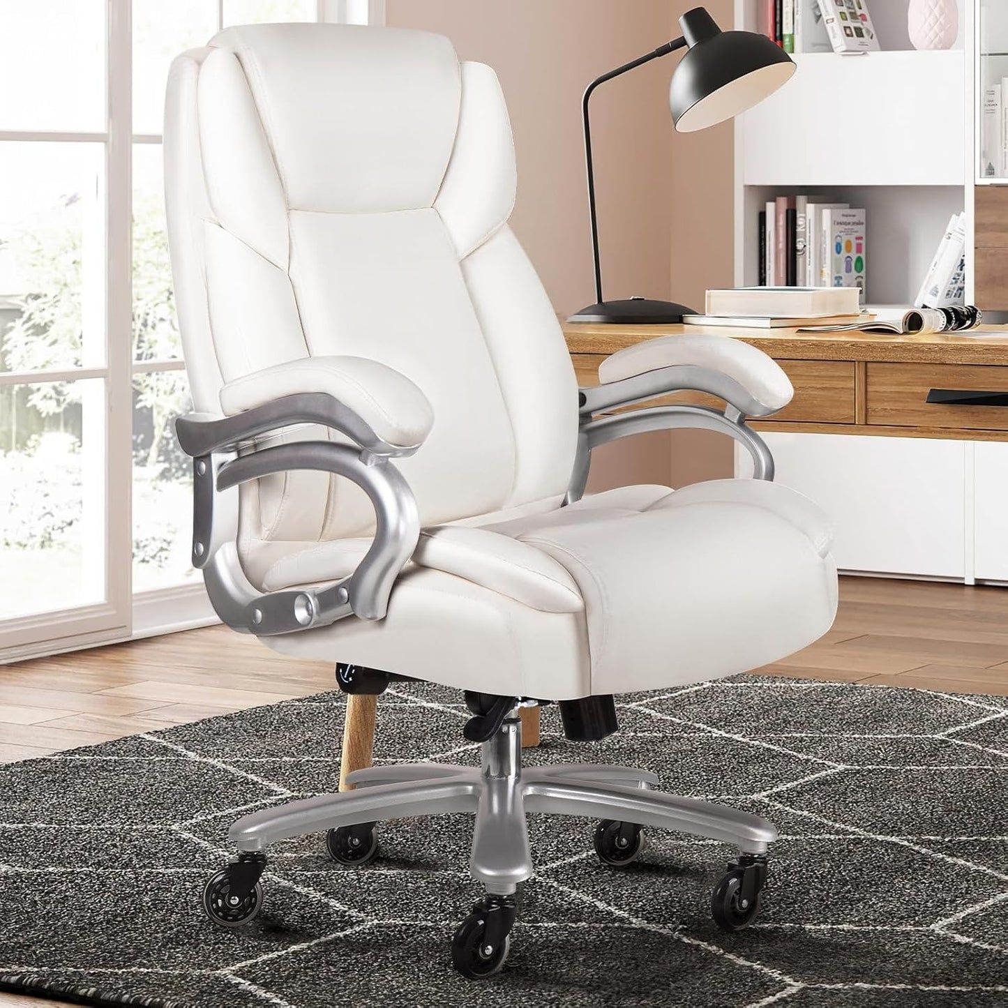 Chaise de bureau executive Bossin pour personnes de grande taille et fortes corpulent, support lombaire réglable, 500 lbs, chaise ergonomique à dossier haut en cuir PU pour ordinateur.