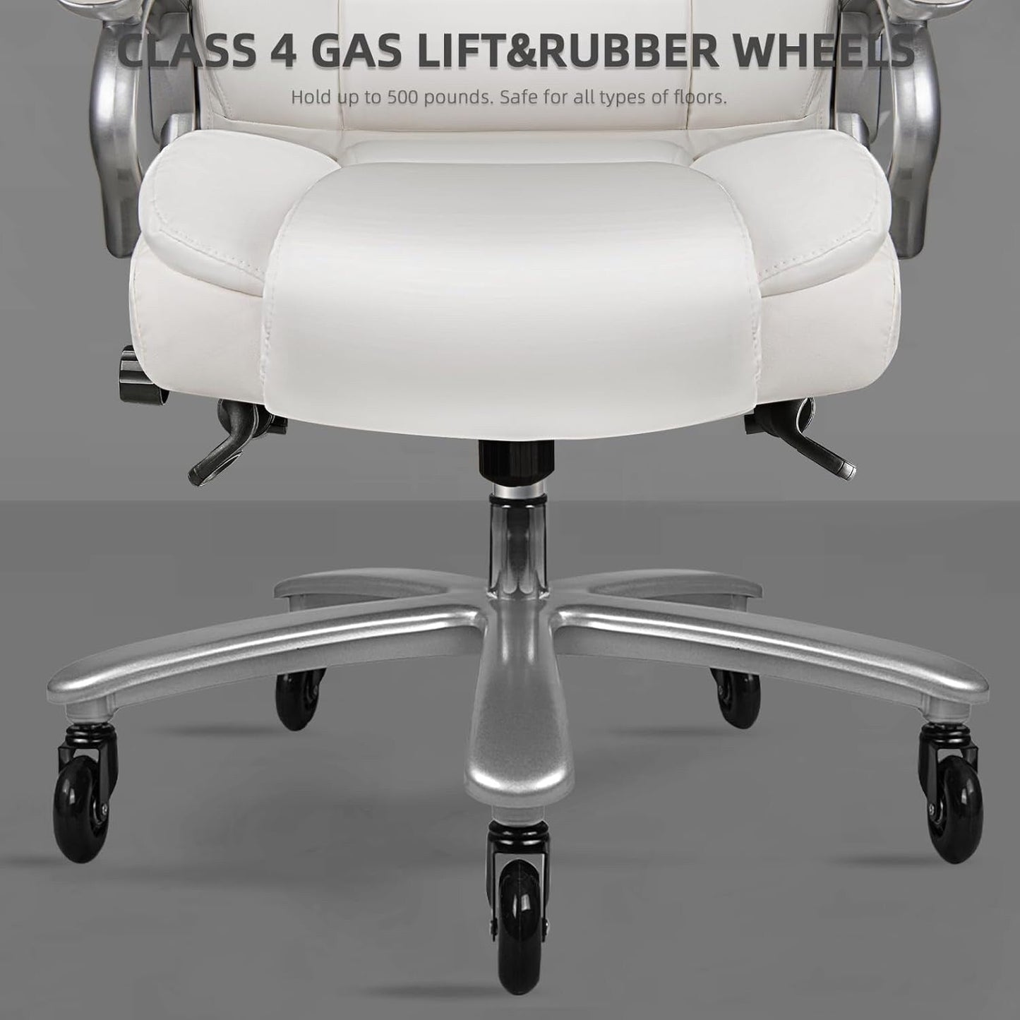 Chaise de bureau executive Bossin pour personnes de grande taille et fortes corpulent, support lombaire réglable, 500 lbs, chaise ergonomique à dossier haut en cuir PU pour ordinateur.