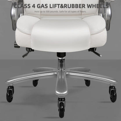 Chaise de bureau executive Bossin pour personnes de grande taille et fortes corpulent, support lombaire réglable, 500 lbs, chaise ergonomique à dossier haut en cuir PU pour ordinateur.