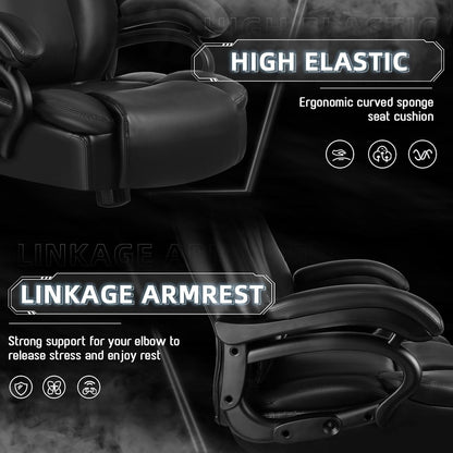 Chaise de bureau executive Bossin pour personnes de grande taille et fortes corpulent, support lombaire réglable, 500 lbs, chaise ergonomique à dossier haut en cuir PU pour ordinateur.