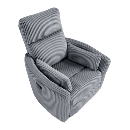 Fauteuil inclinable manuel pivotant et basculant en velours côtelé Braidy