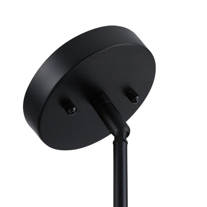 Breaux Lustre à tambour en placage de bois avec 4 lumières et auvent noir - 56 cm de largeur