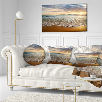 Coucher de soleil nuageux lumineux sur un océan calme - Tableau contemporain de paysage marin sur toile