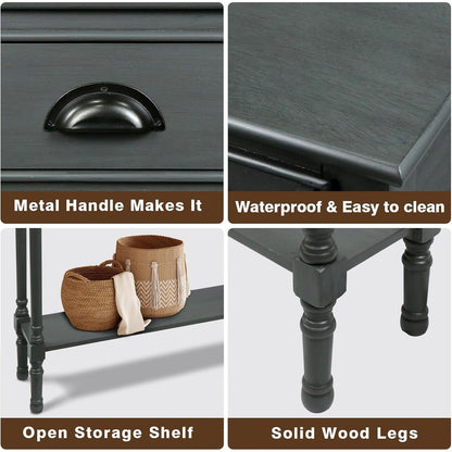 Table de console de couloir en bois Burlington à 3 tiroirs