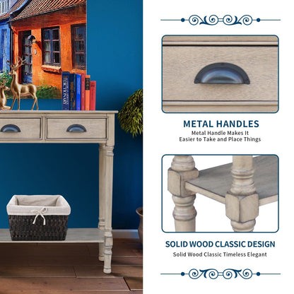 Table de console de couloir en bois Burlington à 3 tiroirs