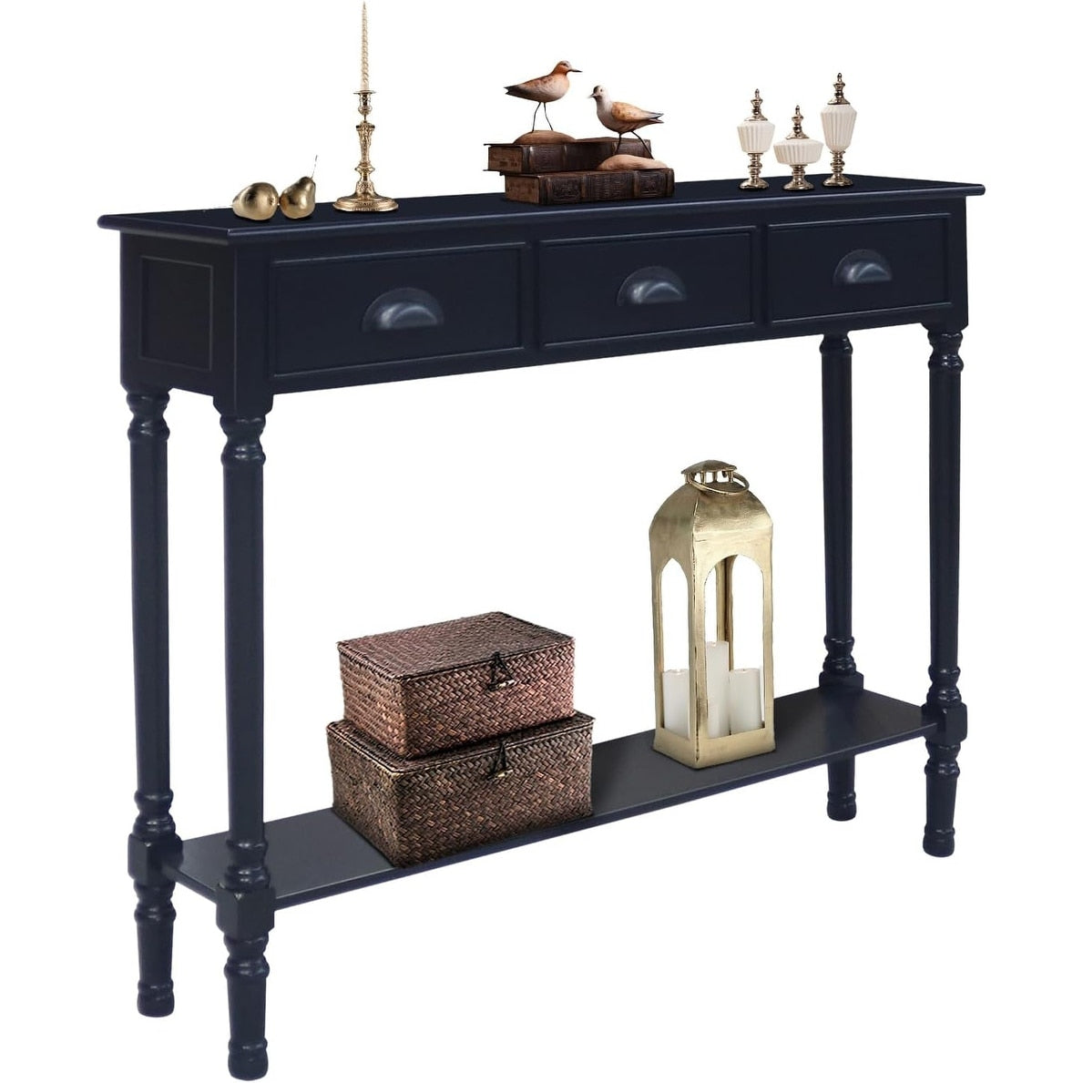 Table de console de couloir en bois Burlington à 3 tiroirs