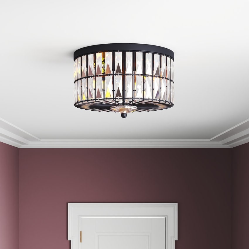 C Cattleya Lustre de plafond encastré à 2 lumières incandescentes avec cristaux