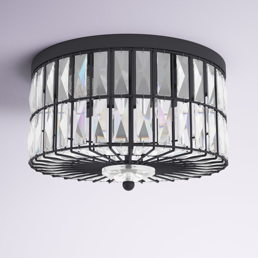 C Cattleya Lustre de plafond encastré à 2 lumières incandescentes avec cristaux