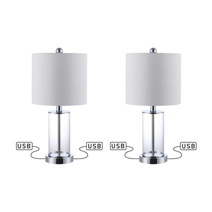 Lampe de table LED Cabell 21 en verre, style moderne et contemporain, avec port de charge USB, bronze vieilli (lot de 2) par JONATHAN Y