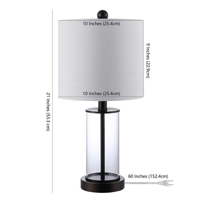 Lampe de table LED Cabell 21 en verre, style moderne et contemporain, avec port de charge USB, bronze vieilli (lot de 2) par JONATHAN Y