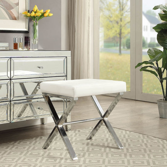Banc de coiffeuse Elisabetta de Carolina Living - Blanc/Chrome
