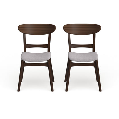 Chaise de salle à manger Abrielle en bois d'hévéa rembourrée, style moderne du milieu du siècle (lot de 2) par Christopher Knight Home