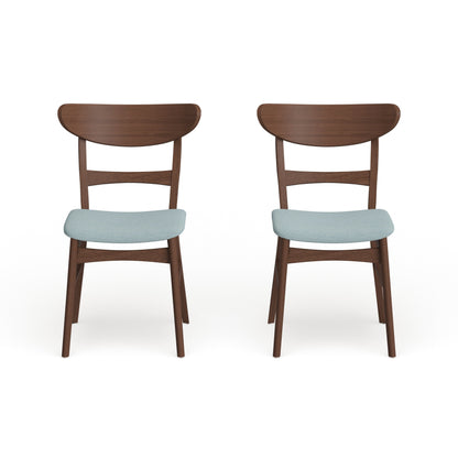 Chaise de salle à manger Abrielle en bois d'hévéa rembourrée, style moderne du milieu du siècle (lot de 2) par Christopher Knight Home
