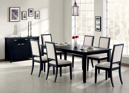 Table de salle à manger rectangulaire Louise avec rallonge, noire