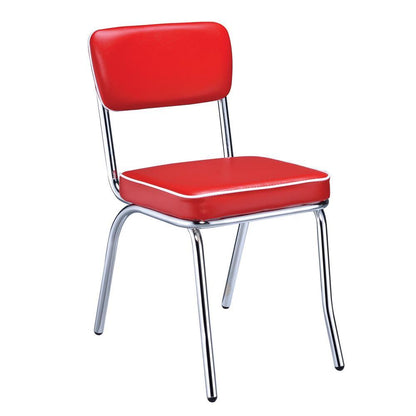 Chaises de bar rétro à dossier ouvert, rouge et chrome (lot de 2)