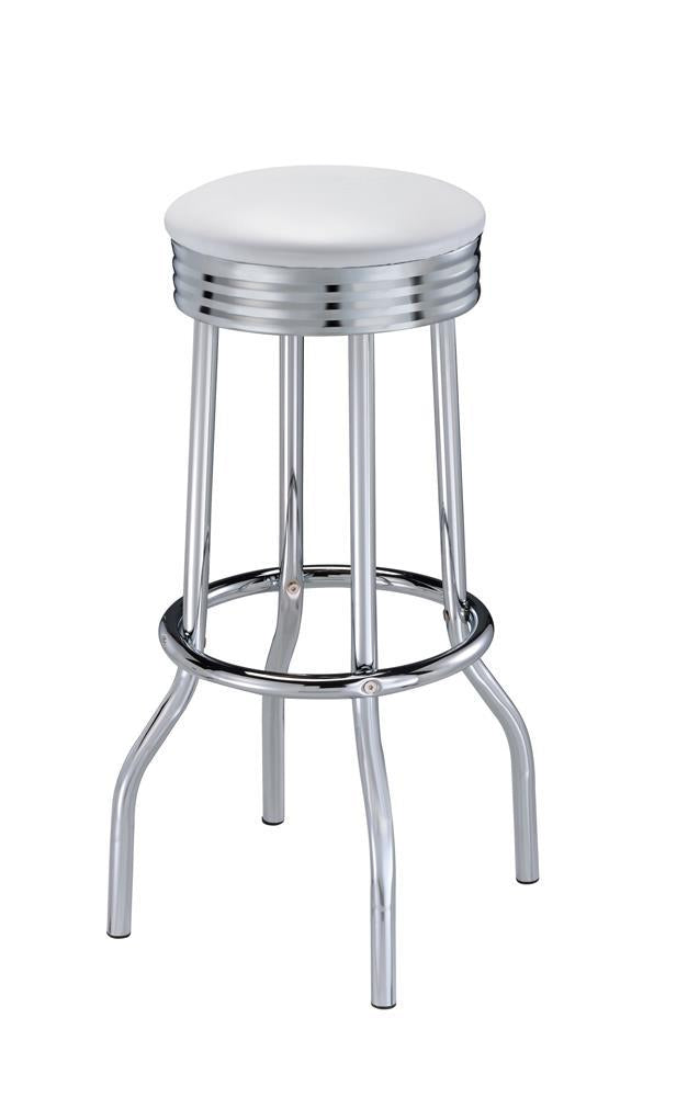 Tabourets de bar Theodore avec revêtement en tissu, blanc et chrome (lot de 2)