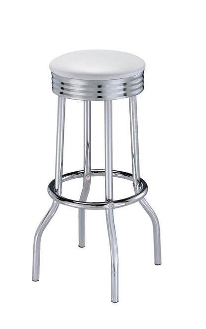 Tabourets de bar Theodore avec revêtement en tissu, blanc et chrome (lot de 2)