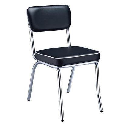 Chaises de salle à manger rétro à dossier ouvert, noir et chrome (lot de 2)