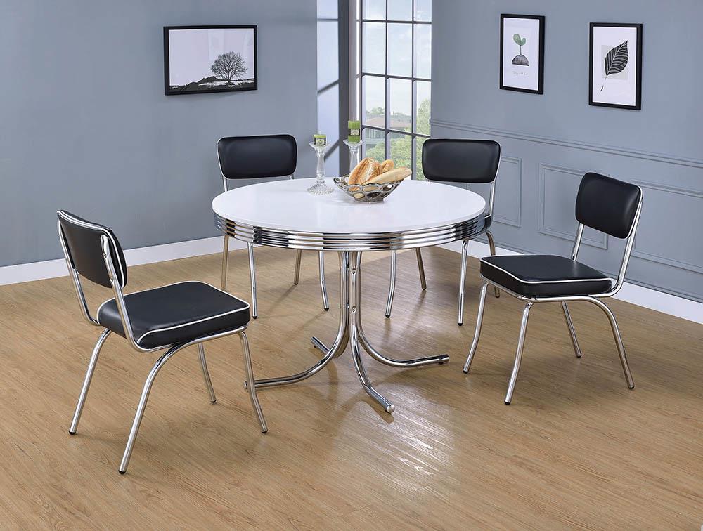 Chaises de salle à manger rétro à dossier ouvert, noir et chrome (lot de 2)