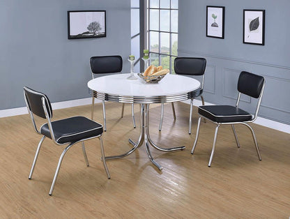 Chaises de salle à manger rétro à dossier ouvert, noir et chrome (lot de 2)