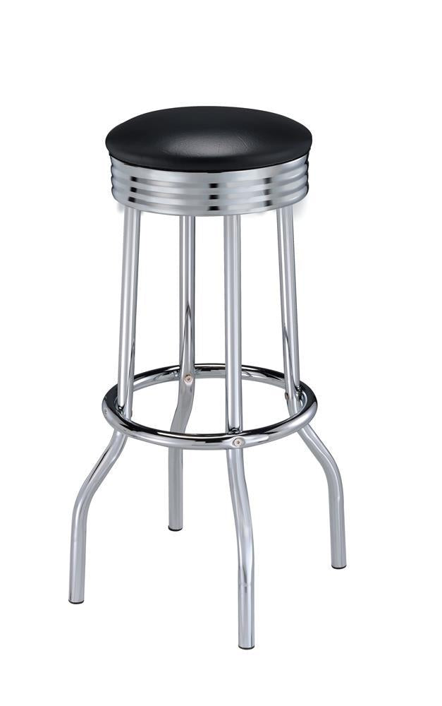 Tabourets de bar Theodore avec assise rembourrée, noir et chrome (lot de 2)