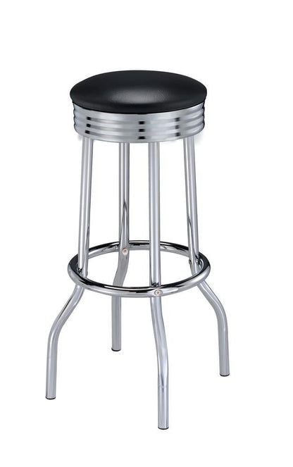 Tabourets de bar Theodore avec assise rembourrée, noir et chrome (lot de 2)