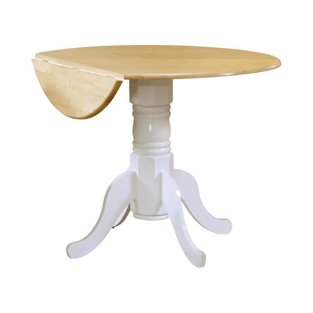 Table de salle à manger ronde Allison avec rallonge, couleur marron naturel et blanc