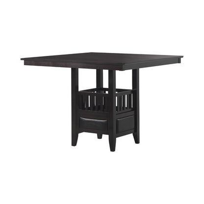 Table de bar carrée Jaden avec rangement, couleur espresso.