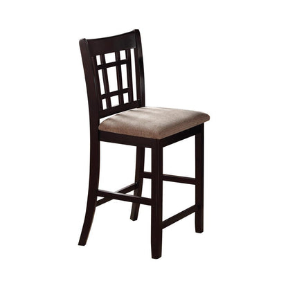 Tabourets de bar Lavon avec dossier en treillis, couleur tan et espresso (lot de 2)