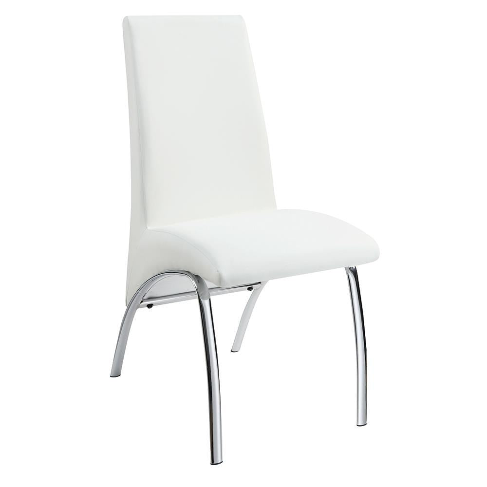 Chaises de salle à manger Bishop, assise et dossier rembourrés, blanc et chrome (lot de 2)