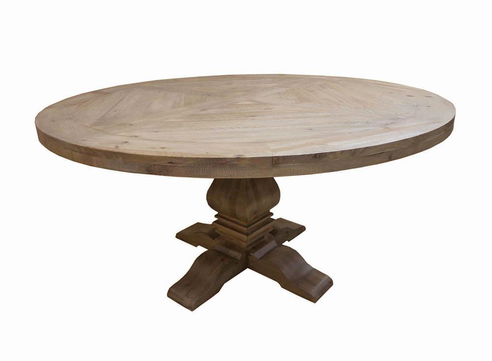 Table de salle à manger ronde sur pied Florence, finition fumée rustique