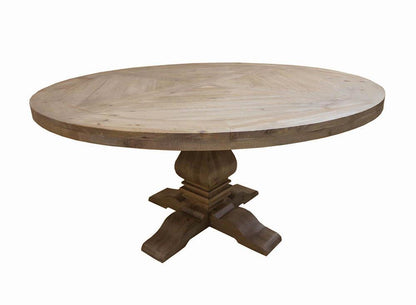 Table de salle à manger ronde sur pied Florence, finition fumée rustique