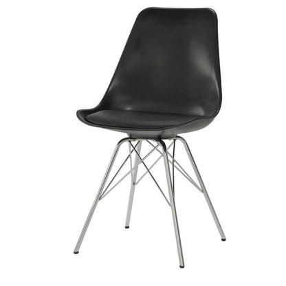 Chaises de salle à manger sans accoudoirs Juniper, noir et chrome (lot de 2)