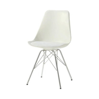 Chaises de salle à manger sans accoudoirs Juniper, blanches et chromées (lot de 2)