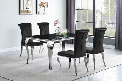Chaises de salle à manger rembourrées Betty, noir et chrome (lot de 4)