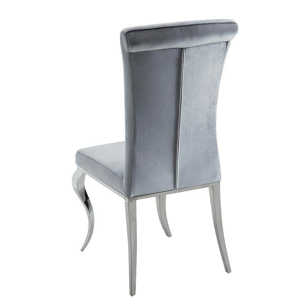 Chaises Betty à dossier et assise rembourrées, gris et chrome (lot de 4)