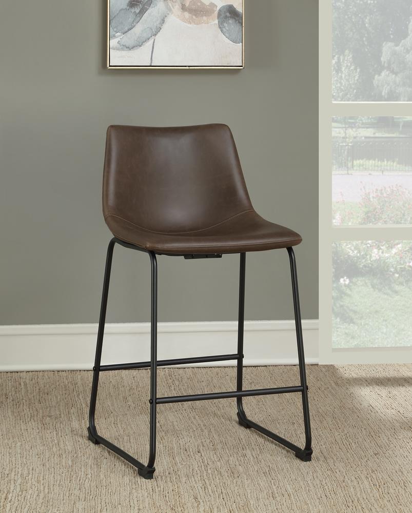 Tabourets de bar sans accoudoirs Michelle, hauteur standard, bicolore marron et noir (lot de 2)