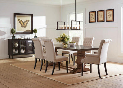 Chaises de salle à manger Alana avec dossier capitonné, revêtement en tissu, couleur beige (lot de 2)