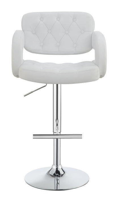 Tabouret de bar réglable Brandi, chrome et blanc