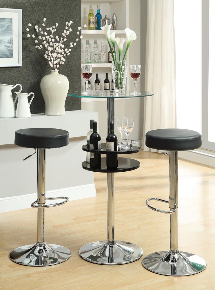 Tabouret de bar réglable Ramses 29, chromé et noir