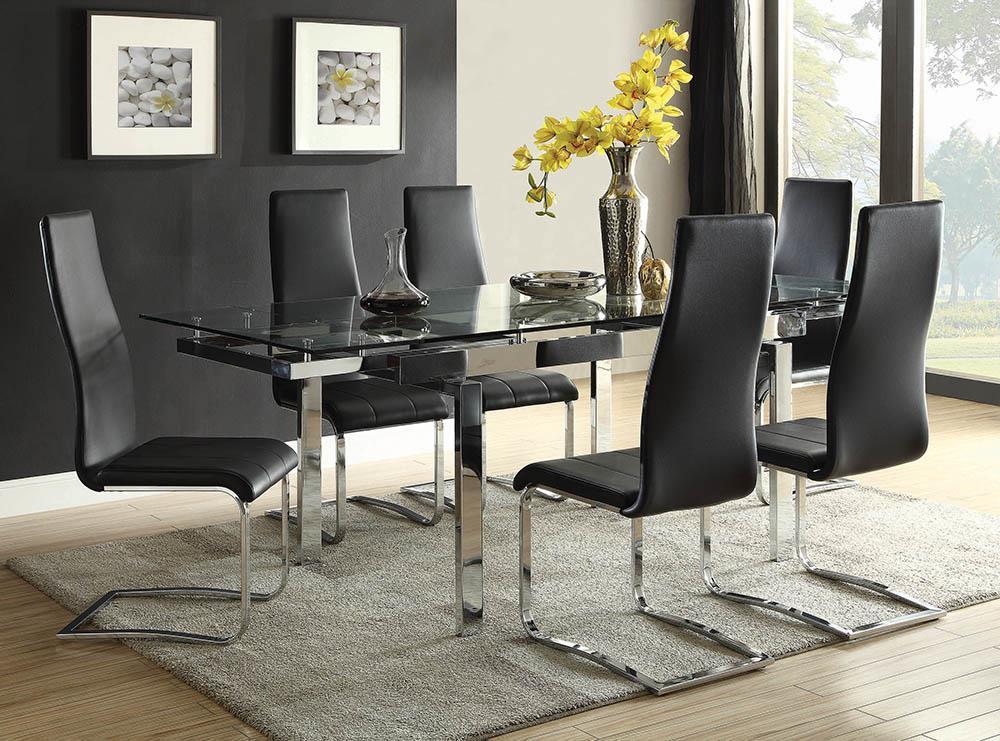 Chaises de salle à manger Montclair à dossier haut, noir et chrome (lot de 4)