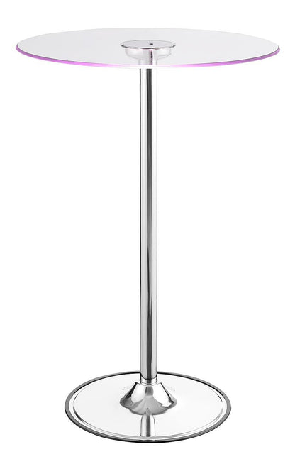 Table de bar Thea LED, chromée et transparente