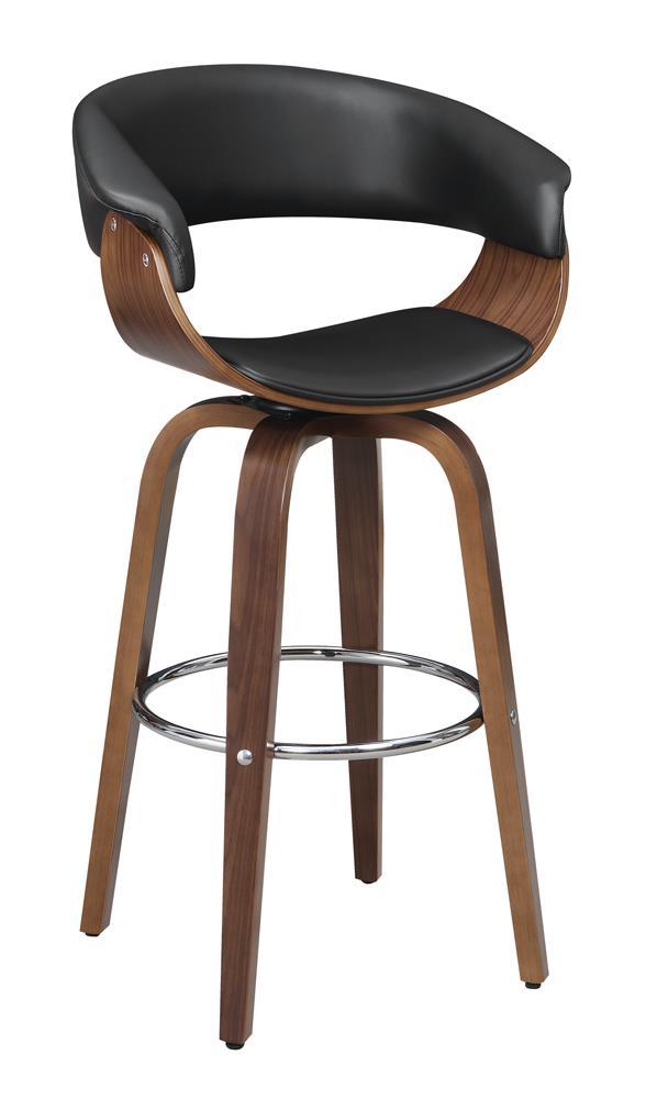 Tabouret de bar pivotant et rembourré Zion, couleur noyer et noir
