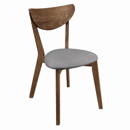Chaises de salle à manger Alfredo, revêtement en tissu, gris et noyer naturel (lot de 2)