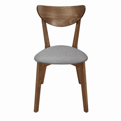 Chaises de salle à manger Alfredo, revêtement en tissu, gris et noyer naturel (lot de 2)