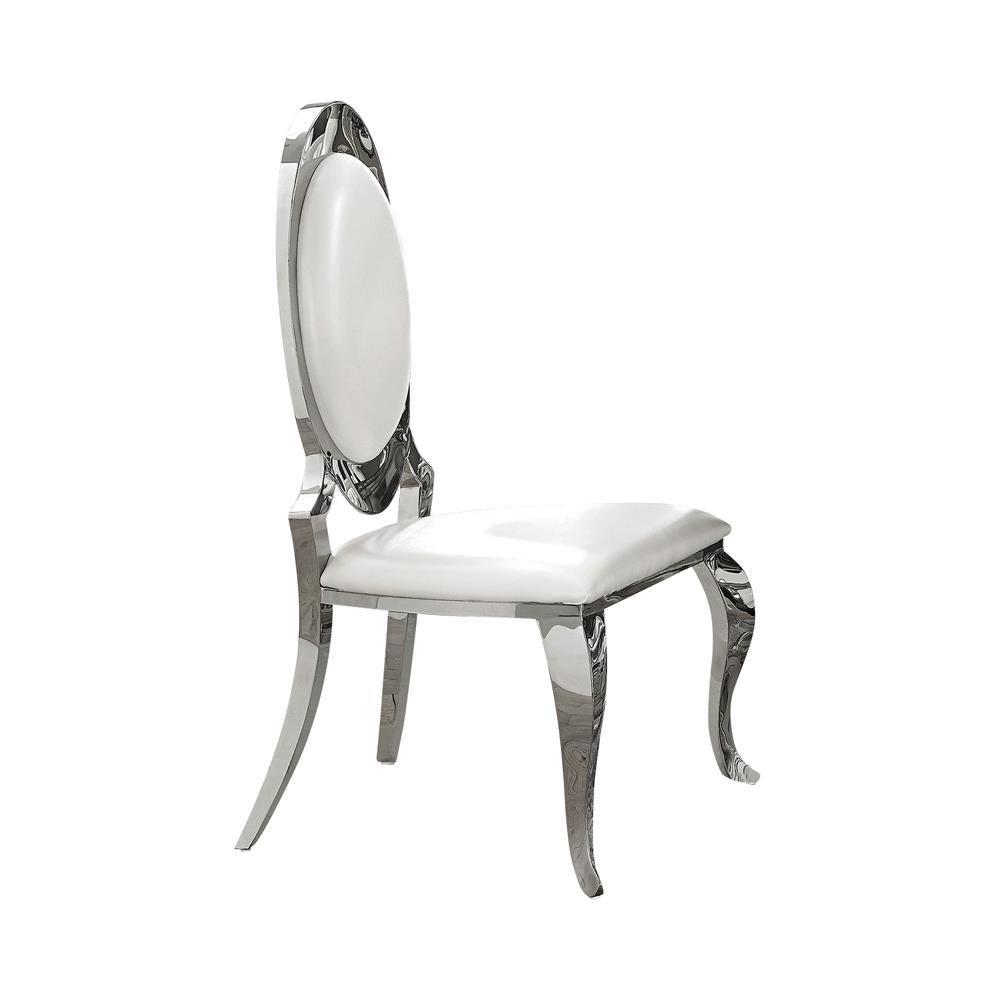 Chaises d'appoint à dossier ovale Anchorage, crème et chrome (lot de 2)