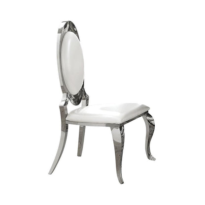 Chaises d'appoint à dossier ovale Anchorage, crème et chrome (lot de 2)