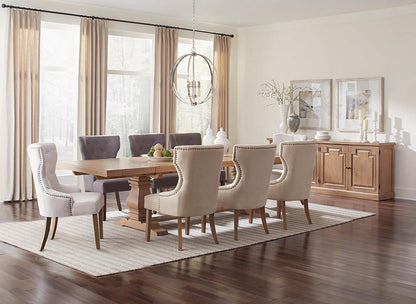 Chaise de salle à manger capitonnée et rembourrée Baney, couleur beige.