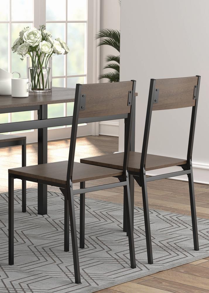 Lana Ensemble de table à manger rectangulaire 5 pièces, brun foncé et noir mat